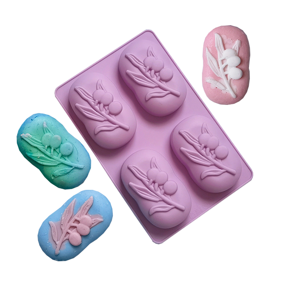 4 Cavities Oval Olive Tree Sil - Soap Making Gifts 评论和价格