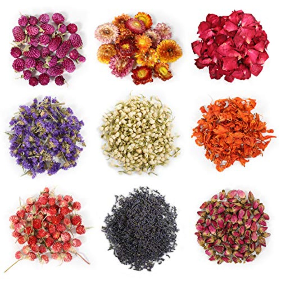 9 Bags Dried Flowers, 100% Nat - Soap Making Diy Kit 评论和价格
