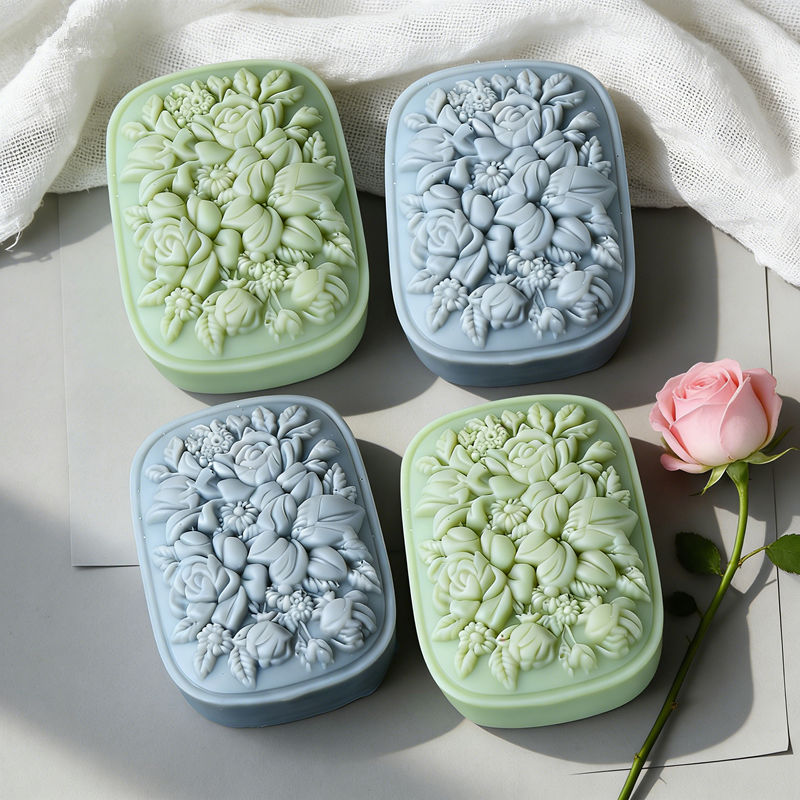Square Floral Silicone Soap Mo - Soap Making Gifts 评论和价格